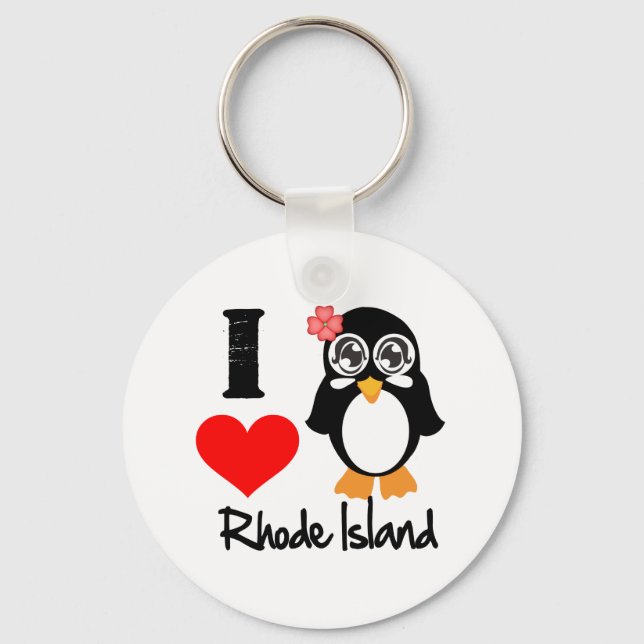 Porte-clés Rhode Island Penguin - I Love Rhode Island (Recto)