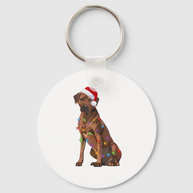 Porte-clés Rhodesian Ridgeback Noël Lumières Noël Chien de No (Recto)