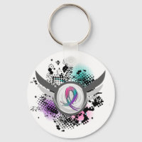 Ribbon turquoise Violet Rose Et Ailes Thyroïde Can