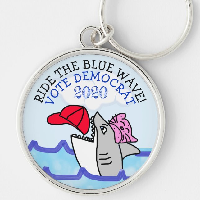Porte-clés Ride the Blue Wave, Vote Democrat 2020 Election (Devant)
