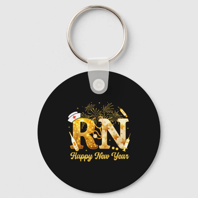 Porte-clés Rn Registered Nurse Happy New Year 2026 Fireworks  (Recto)