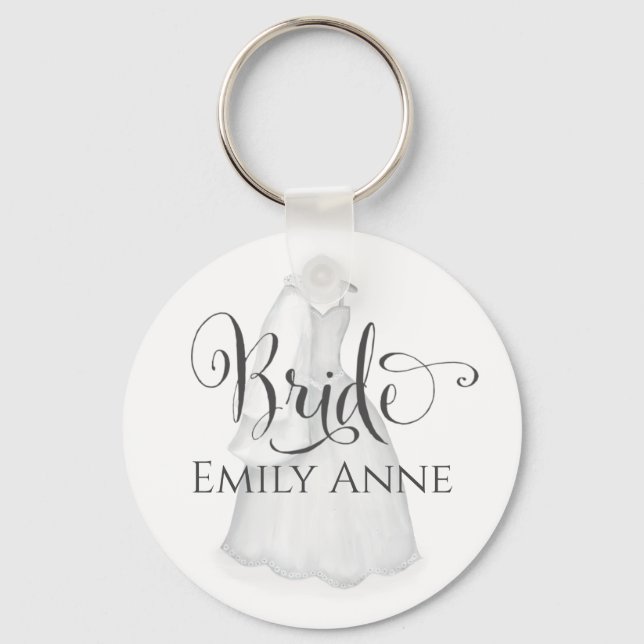 Porte-clés Robe de mariée blanche vintage personnalisée pour  (Recto)