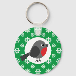 Porte-clés Robin de dessin mignon avec les flocons de neige