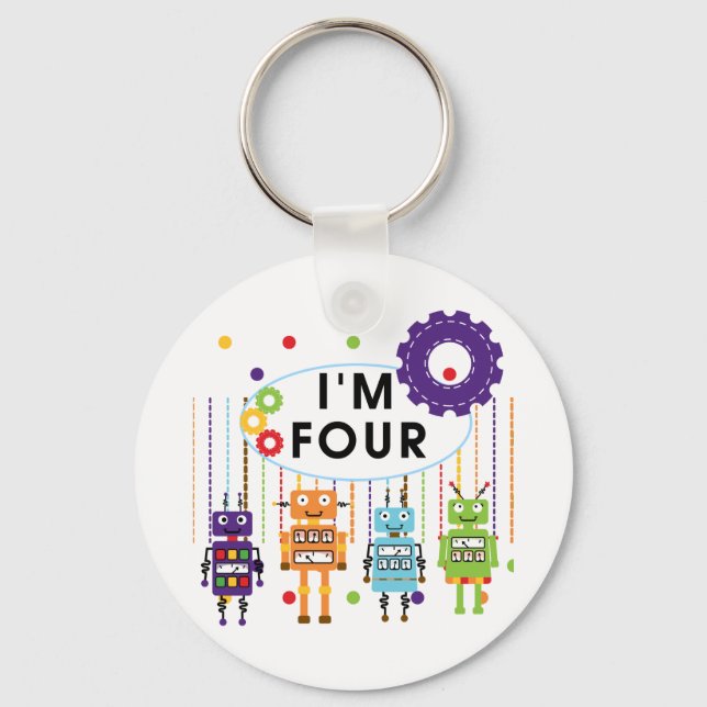 Porte-clés Robot T-shirts et cadeaux d'anniversaire 4e (Recto)