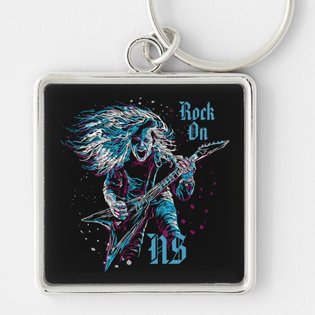 Porte-clés Roche Monogramme Sur Porte - clé Métal Lourd (Devant)