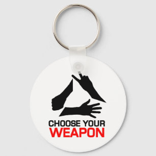 Porte-clés Rocher, papier, ciseaux, choisir votre arme