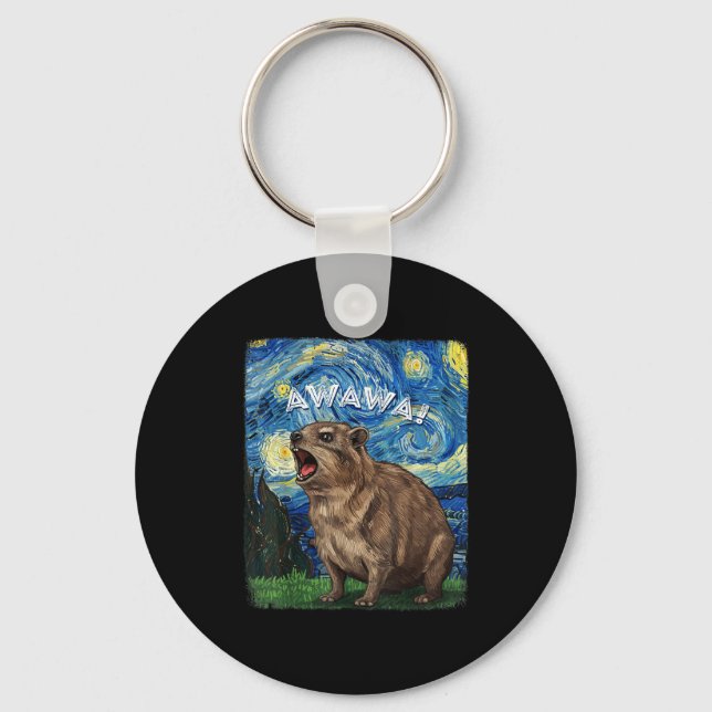 Porte-clés Rock Hyrax Awawa Funny Groundhog Starry Night Van  (Recto)