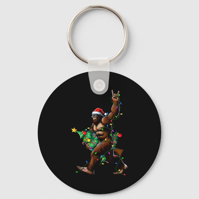 Porte-clés Rock On Santa Bigfoot Christmas Tree Xmas Lights S (Recto)