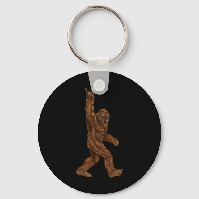 Porte-clés Rock Sur Bigfoot Sasquatch Aime Rock Et Roll Sung (Recto)