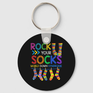 Porte-clés Rock Your Socks mignonne 3-21 Trisomy 21 World Dow
