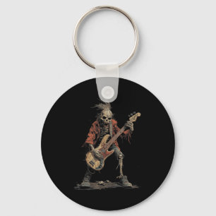 Porte-clés Rockeur Punk squelette Basse Halloween Rock N