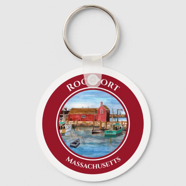 Porte-clés Rockport Harbour Massachusetts Nouvelle-Angleterre (Recto)