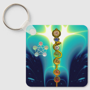 PORTE-CLÉS ROD OF ASCLEPIUS 7 CHAKRAS,YOGA ,SPIRITUAL ENERGY