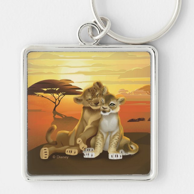 Porte-clés Roi Lion| Simba et Nala au coucher du soleil (Devant)