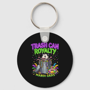 Porte-clés roi opossum drôle dans des perles de mardi gras de
