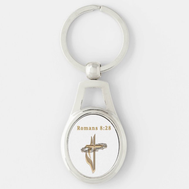 Porte-clés Romains 8:28 Bijoux (Devant)