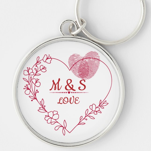 Porte-clés Romantic Fingerprint Heart Keychain (Devant)
