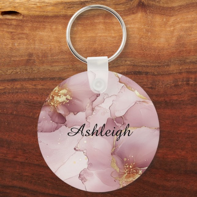 Porte-clés Romantique Blush Rose or Floral (Recto)