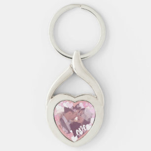 Porte-clés Romantique Coeurs roses Aimer Photo personnalisée