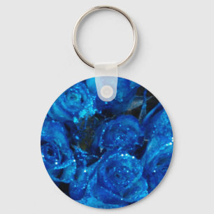 Porte-clés Romantique Love Blue Glitter Glamour Roses