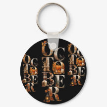 Porte-clés rond citrouille d'automne d'octobre