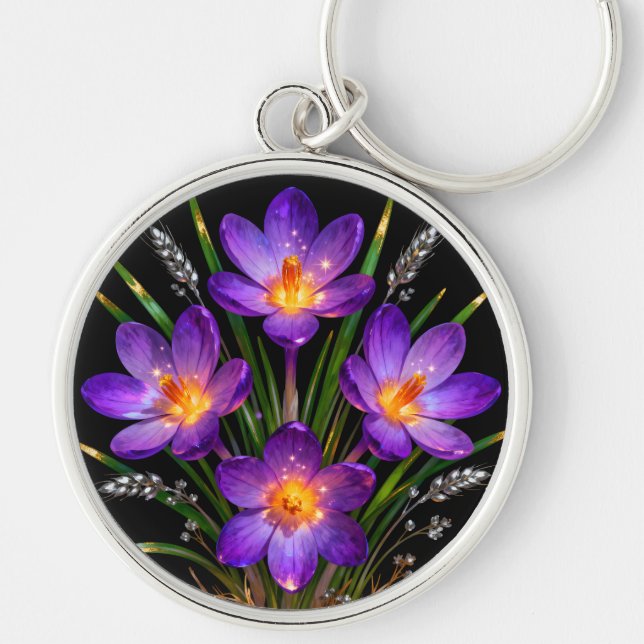 Porte-clés rond Crocus Violet (Devant)