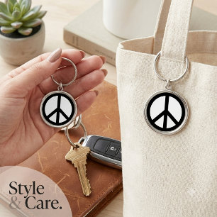 Porte-clés rond premium Signe de Paix Vintage