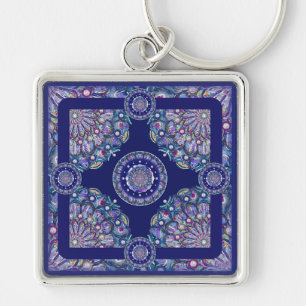 Porte-clés rosace bleue
