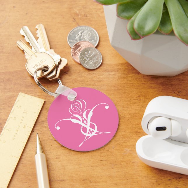 Porte-clés Rose à Fleurir Rose et Blanc (Bureau)