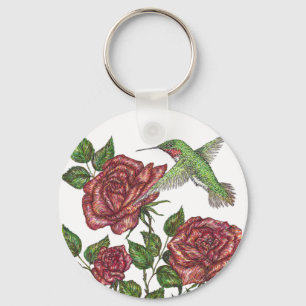 Porte-clés Rose and Hummingbir
