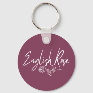 Porte-clés Rose anglaise TYPOGRAPHIE STYLE MANUSCRIT