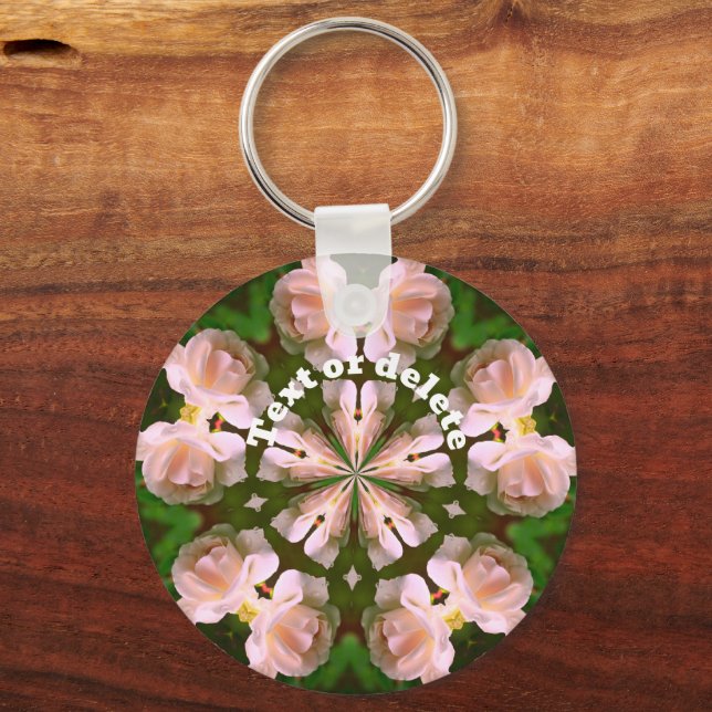 Porte-clés Rose blanche Kaleidoscope Fleur Art personnalisé (Recto)