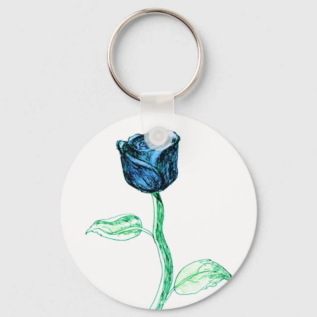 Porte-clés Rose bleu. (Recto)