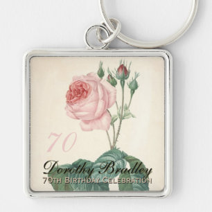 Porte-clés Rose botanique vintage 70e anniversaire SqK