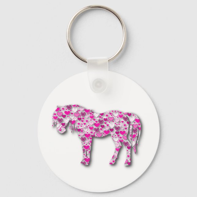 Porte-clés Rose - Cheval de Coeur (Recto)
