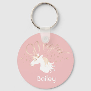 Porte-clés Rose clair moderne rose blanc magique Unicorne