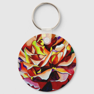 Porte-clés Rose coucher de soleil arc-en-ciel aquarelle art o