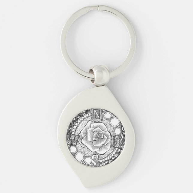 Porte-clés Rose de boussole victorien (Devant)