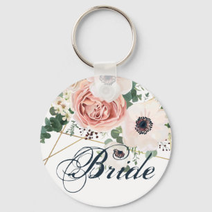 Porte-clés Rose de jardin géométrique Porte - clé de mariée r