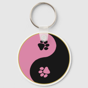 Porte-clés Rose de pattes de Yin Yang