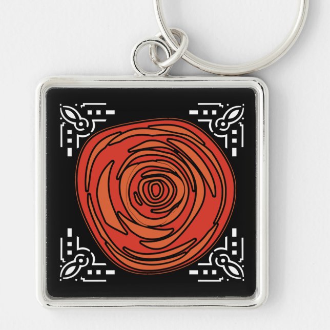Porte-clés Rose désossé (Carré Premium) (Devant)