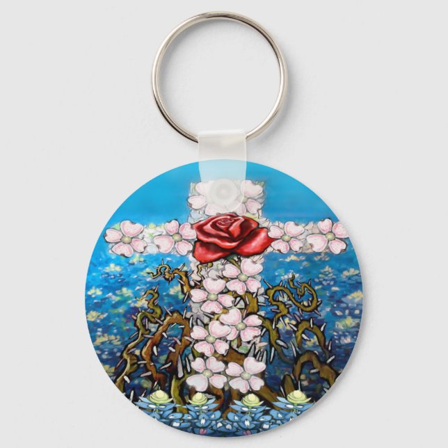 Porte-clés Rose Floral Cross (Recto)