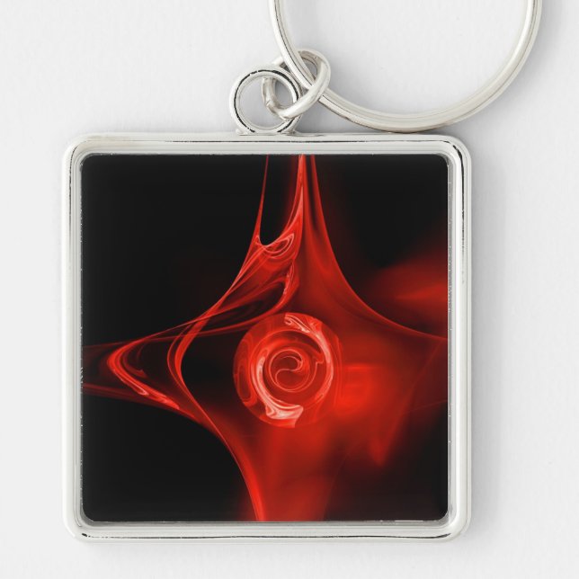 Porte-clés ROSE FRACTAL, rouge (Devant)