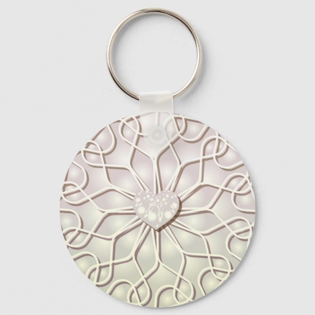 Porte-clés Rose géométrique Gold LOVE Motif de coeur (Recto)