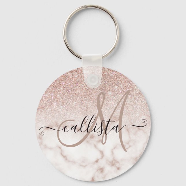 Porte-clés Rose glamour or blanc Parties scintillant marbre d (Recto)