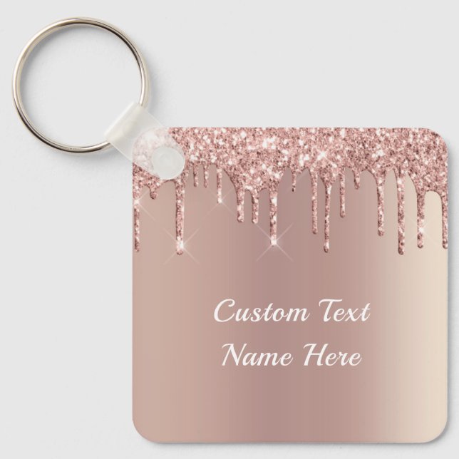 Porte-clés Rose Gold Blush Parties scintillant Drivers Nom de (Recto)