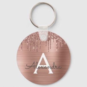 Porte-clés Rose Gold Faux Acier Inoxydable Monogramme