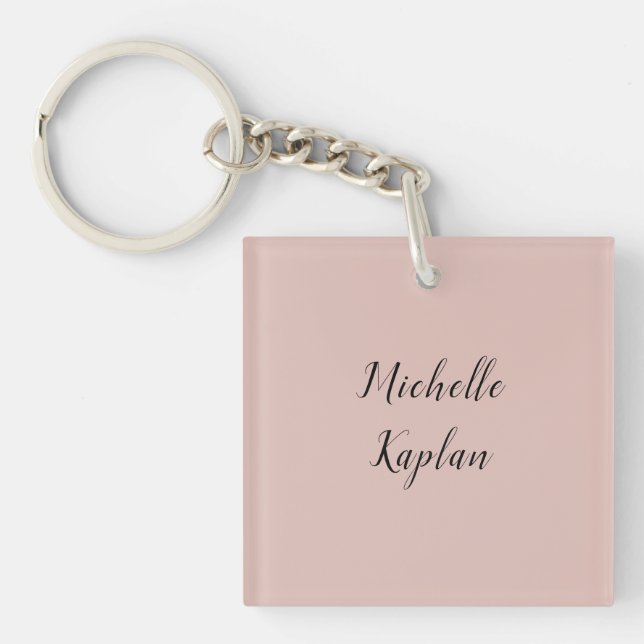 Porte-clés Rose Gold Modern Professional Nom exclusif (Devant)
