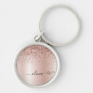 Porte-clés Rose Gold - Parties scintillant rose pâle Nom du m