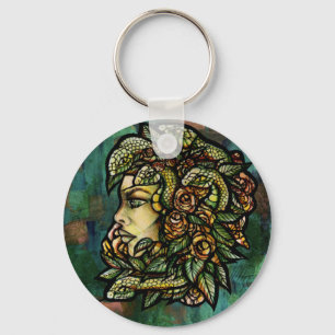 Porte-clés Rose Gorgon de serpents de Medusa verte